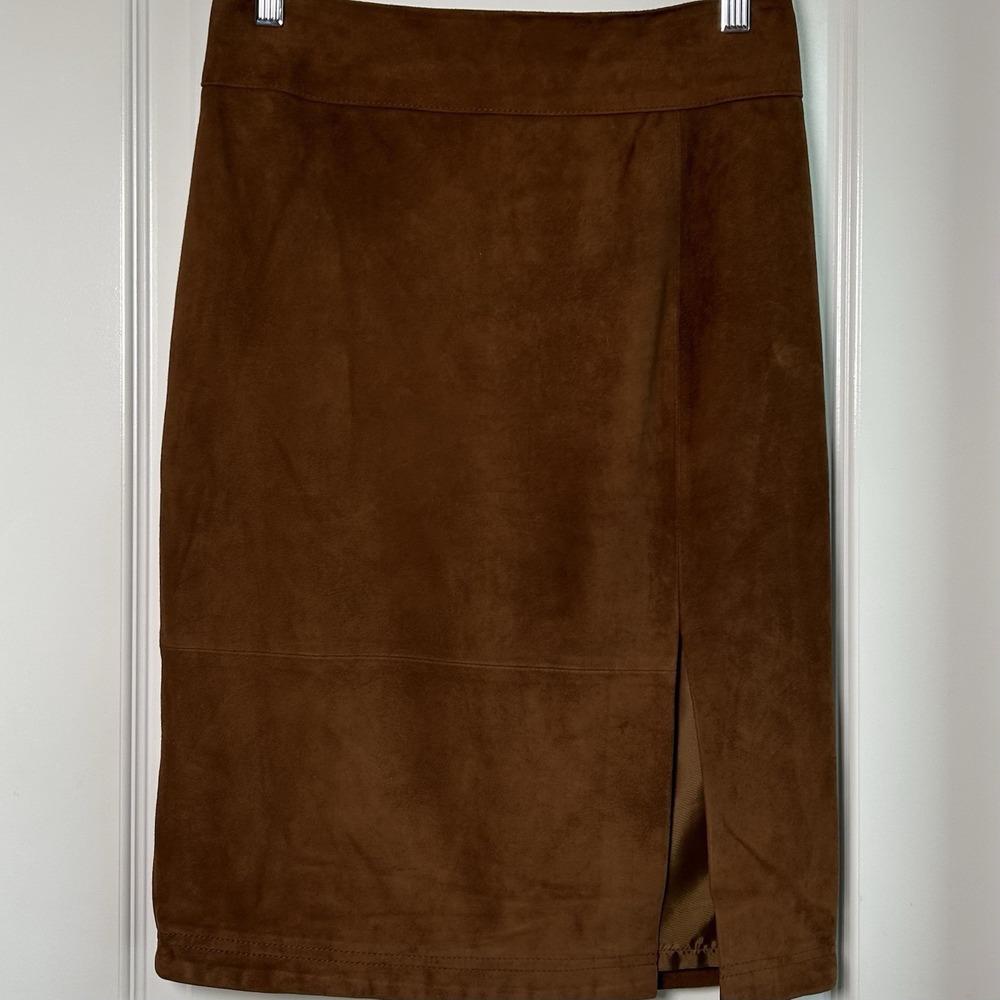 ANTONIO MELANI NWT Chocolate Brown Suede Pencil Skirt